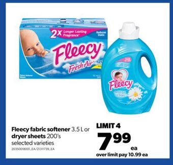 Real Canadian Superstore Fleecy fabric softener 3.5 l or dryer sheets 200's offer