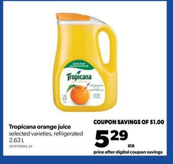 Real Canadian Superstore Tropicana orange juice, 2.63 l offer