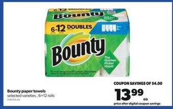 Real Canadian Superstore Bounty paper towels, 6=12 rolls offer