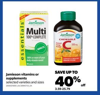 Real Canadian Superstore Jamieson vitamins or supplements offer