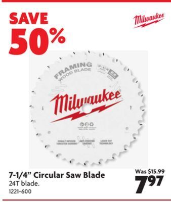 Home Hardware 7-1/4" circular saw blade offer