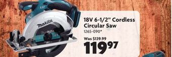 Home Hardware 18v 6-1/2" cordless circular saw offer