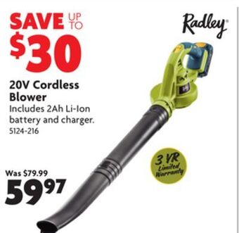 Home Hardware 20v cordless blower offer