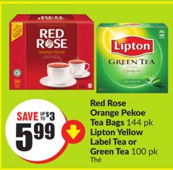 Chalo FreshCo Red rose orange pekoe tea bags 144 pk lipton yellow label tea or green tea 100 pk offer