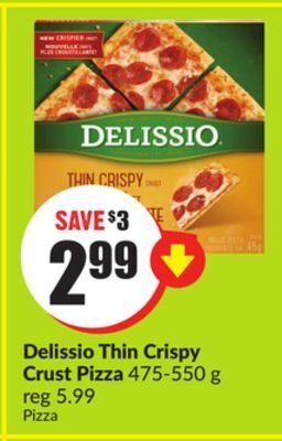 Chalo FreshCo Delissio thin crispy crust pizza 475-550 g offer