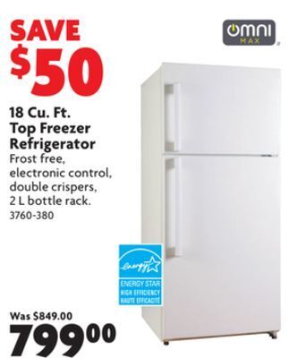 Home Hardware 18 cu. ft. top freezer refrigerator offer