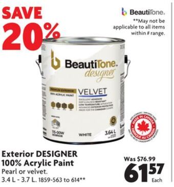 Home Hardware Exterior designer 100% acrylic paint offer