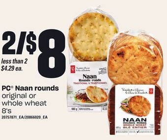 Loblaws Pc® naan rounds, 8's offer