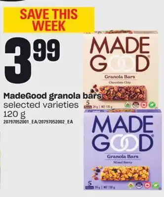 Loblaws Madegood granola bars, 120 g offer