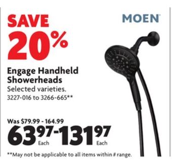 Home Hardware Engage handheld showerheads offer