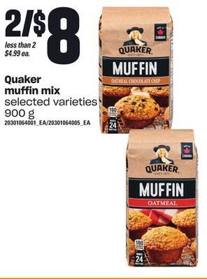 Loblaws Quaker muffin mix, 900 g offer