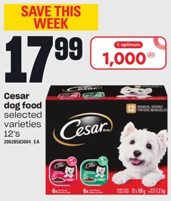 Zehrs Markets Cesar dog food, 12's offer