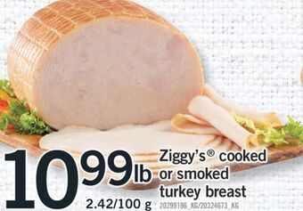 Fortinos Ziggy's® cooked or smoked turkey breast offer