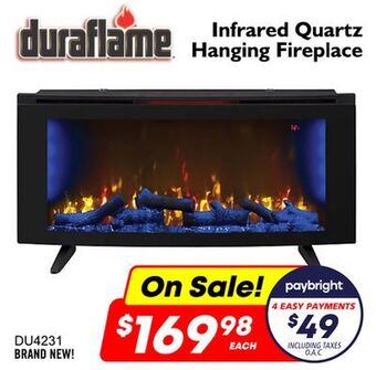 Factory Direct Duraflame infrared quartz hanging fireplace offer