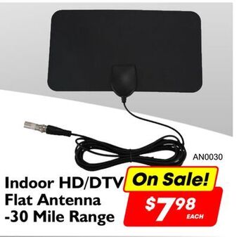 Factory Direct Debranded indoor hd/dtv flat antenna- 30 mile range offer