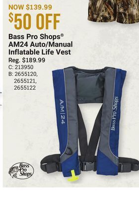 Bass Pro Bass pro shops® am24 auto/manual inflatable life vest offer