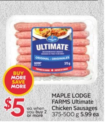 Sobeys Maple lodge farms ultimate chicken sausages offer