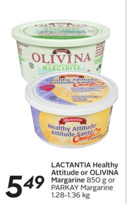 Sobeys Lactantia healthy attitude or olivina margarine offer