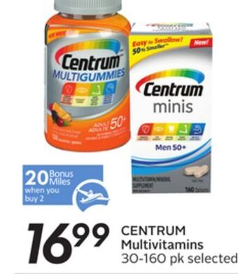 Sobeys Centrum multivitamins - 20 air miles® bonus miles offer