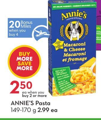Sobeys Annie's pasta - 20 air miles® bonus miles offer