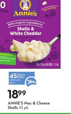 Sobeys Annie's mac & cheese shells - 45 air miles® bonus miles offer