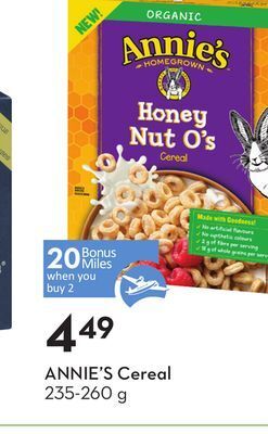Sobeys Annie's cereal - 20 air miles® bonus miles offer