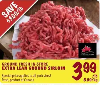 Farm Boy Ground fresh in-store extra lean ground sirloin offer