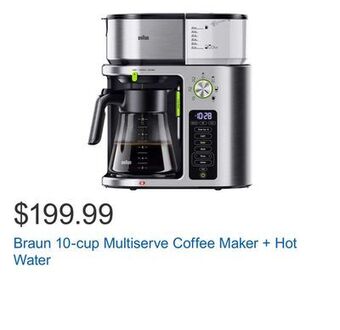 Costco Braun 10-cup multiserve coffee maker + hot water offer