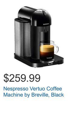 Costco Nespresso vertuo coffee machine by breville, black offer