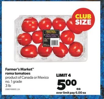 Farmer's market™ roma tomatoes, 3 lb
