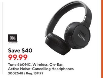 Staples Jbl tune 660nc, wireless, on-ear, active noise-cancelling headphones offer