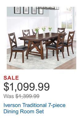 Costco Iverson traditional 7-piece dining room set offer
