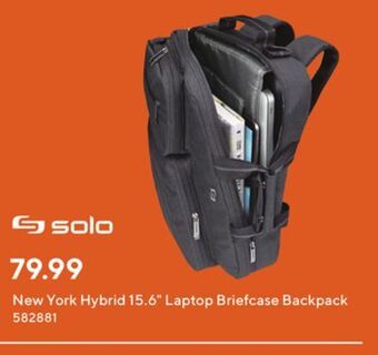 Staples Solo new york hybrid 15.6-inch laptop briefcase backpack offer
