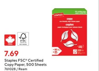 Staples Staples fsc® certified copy paper, 500 sheets offer
