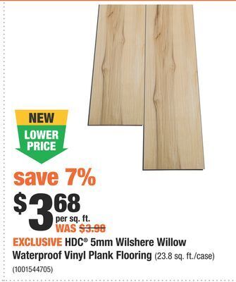 Home Depot Hdc® 5mm wilshere willow waterproof vinyl plank flooring offer