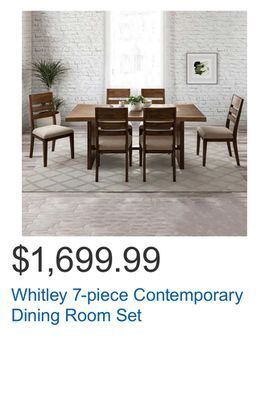 Costco Whitley 7-piece contemporary dining room set offer