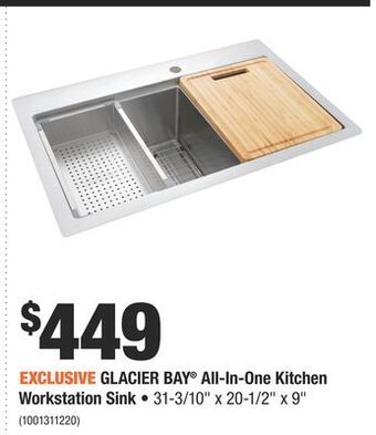 Home Depot Glacier bay® all-in-one kitchen workstation sink offer