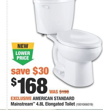 Home Depot American standard mainstream™ 4.8l elongated toilet offer