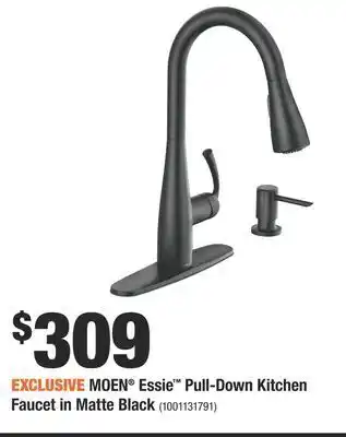 Home Depot Moen® essie™ pull-down kitchen faucet in matte black offer