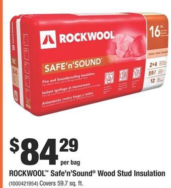 Home Depot Rockwool™ safe'n'sound® wood stud insulation offer