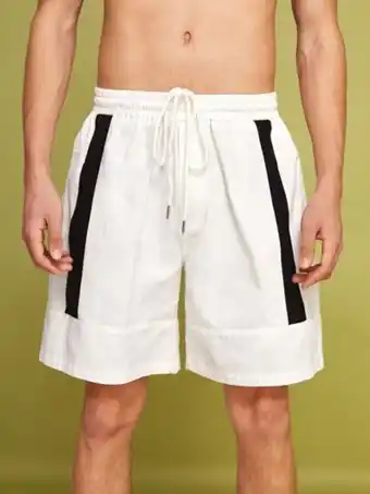 SheIn Shein x popinstadart men contrast panel drawstring waist shorts offer