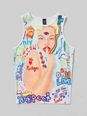 SheIn Shein x k2 figure & letter graphic tank top offer