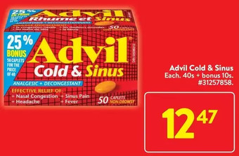 Walmart Advil cold & sinus offer