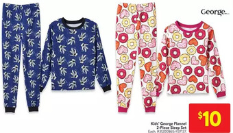 Walmart Kids' george flannel 2-piece sleep set offer