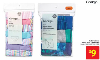 Walmart Kids' george value pack underwear offer