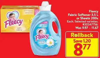 Walmart Fleecy fabric softener or sheets 200s offer