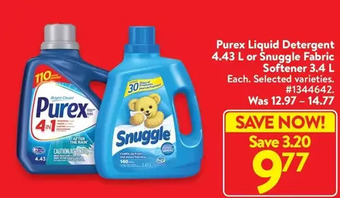 Walmart Purex liquid detergent or snuggle fabric softener offer