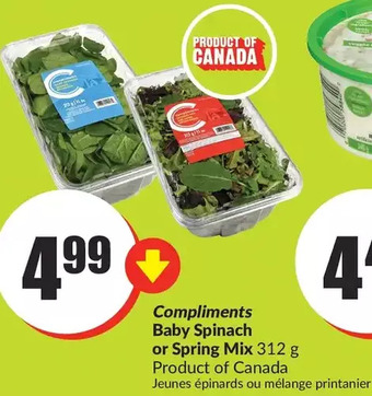 FreshCo Compliments baby spinach or spring mix offer