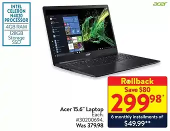Walmart Acer 15.6" laptop offer