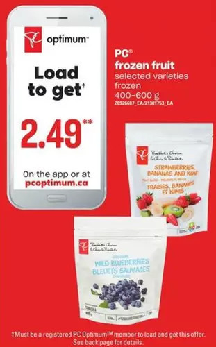 Loblaws Pc frozen fruit offer